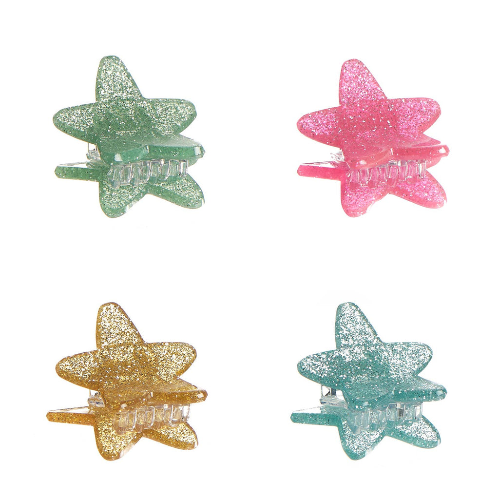 Pack de 4 mini pinces étoiles scintillantes