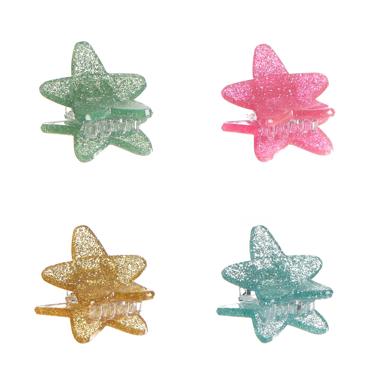 Pack de 4 mini pinces étoiles scintillantes