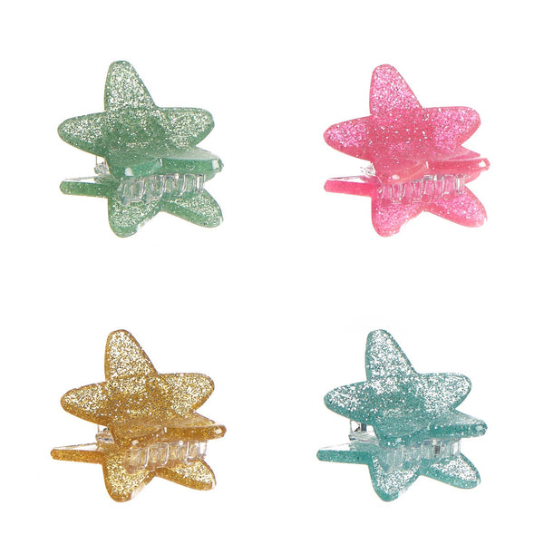 Pack de 4 mini pinces étoiles scintillantes