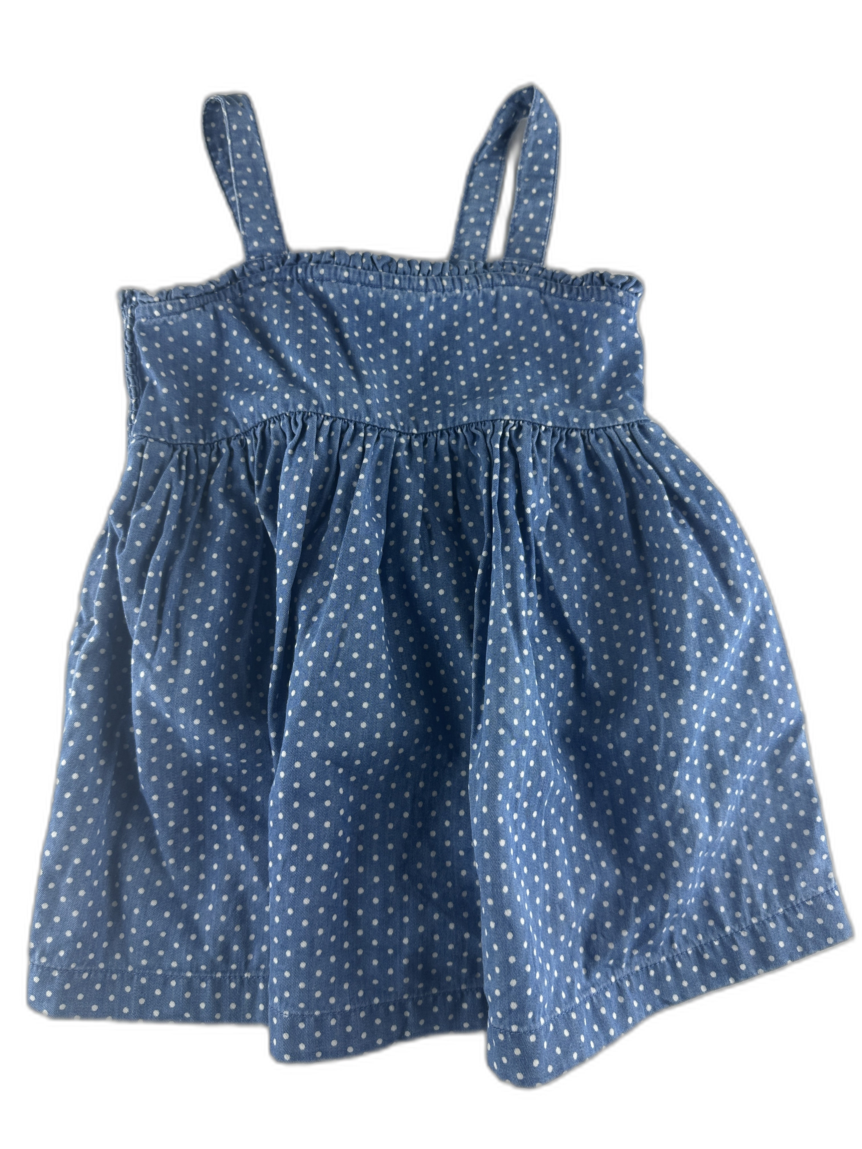 Bout'chou - Robe bretelles bleu à pois - taille 12 mois - seconde main