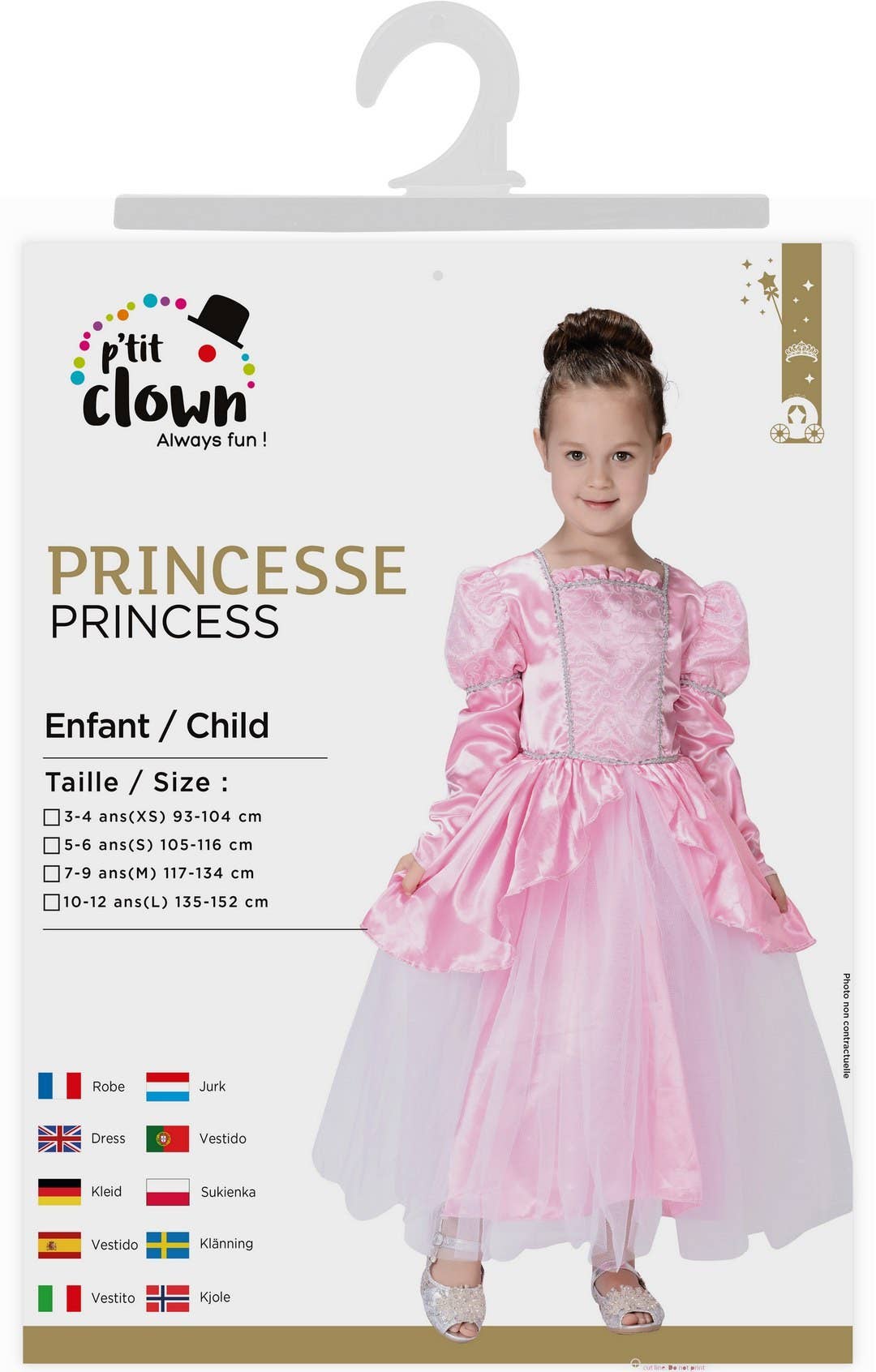 Costume Princesse - Enfant - Rose - 5/6 Ans