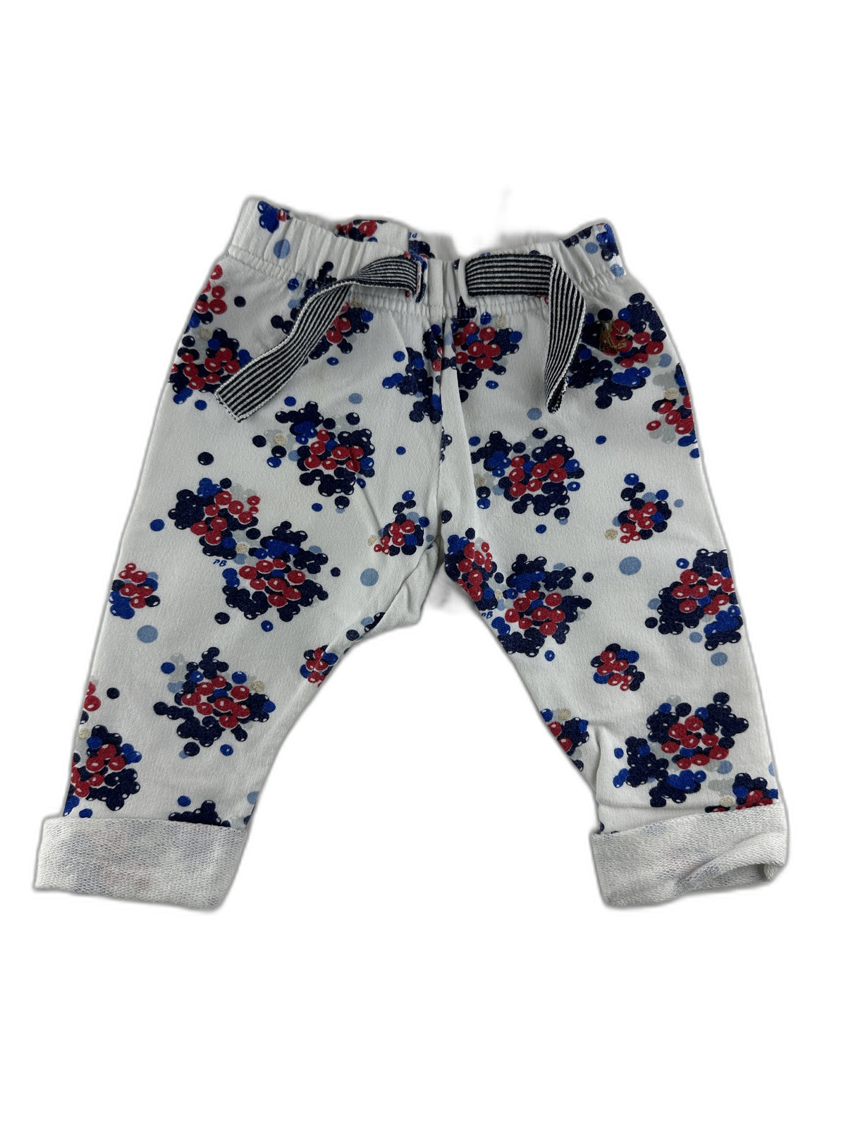 Petit Bateau - Pantalon jogger blanc imprimé fleuri - taille 3 mois - seconde main