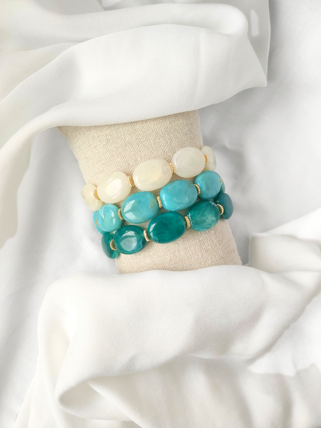 Bracelet JANE: Vert marbré opaque / S/M = 18 cm