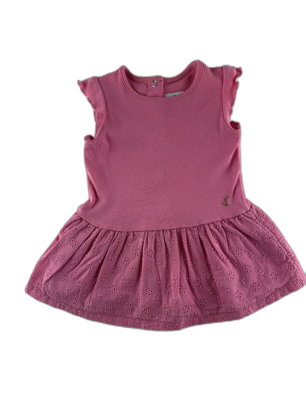 Petit Bateau - Robe rose a fleuri - taille 12 mois - seconde main