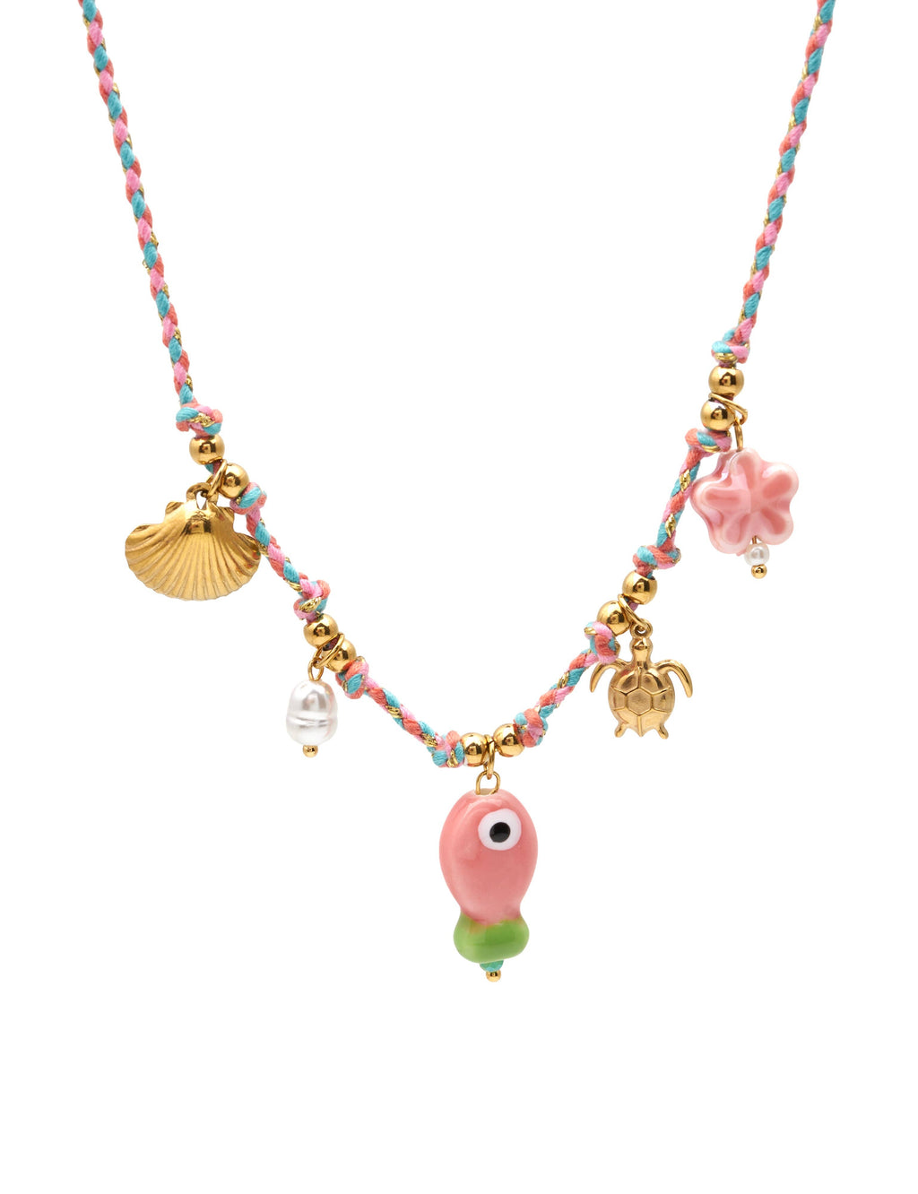 Collier bohème Roses avec breloques d'été
