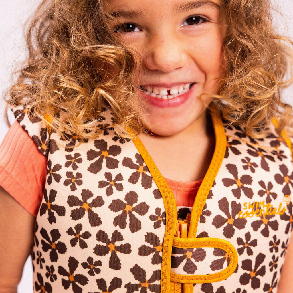 Gilet de natation - Orange - Fleur sauvage: 1/2 Years
