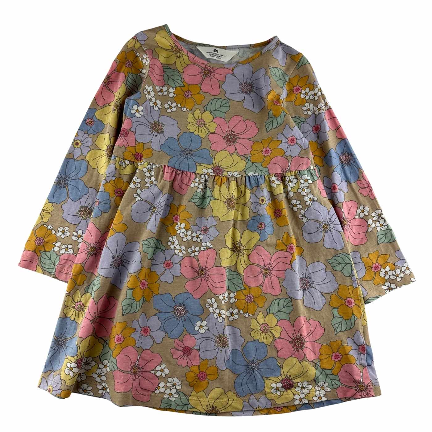 H&M - Robe imprimée fleurs, manches longues - taille 4-6 ans - seconde main