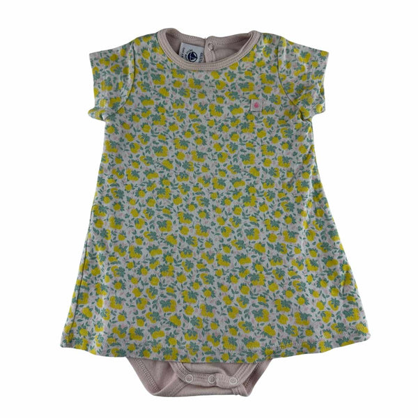 Petit Bateau - Robe 2 en 1 imprimée citron, manches courtes - taille 6 mois - seconde main