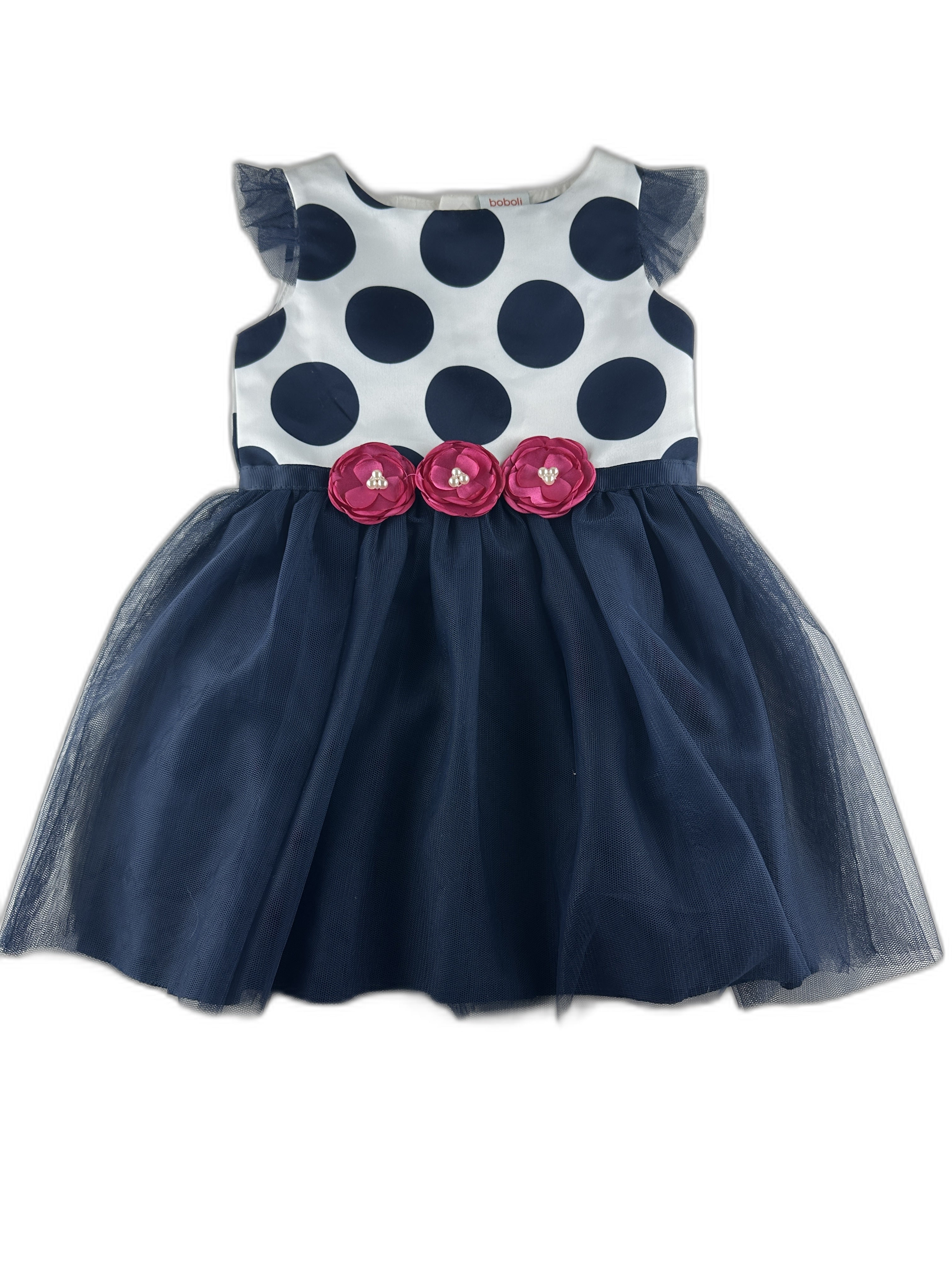 Boboli - Robe de cérémonie tutu marine a pois - 2  ans- seconde main