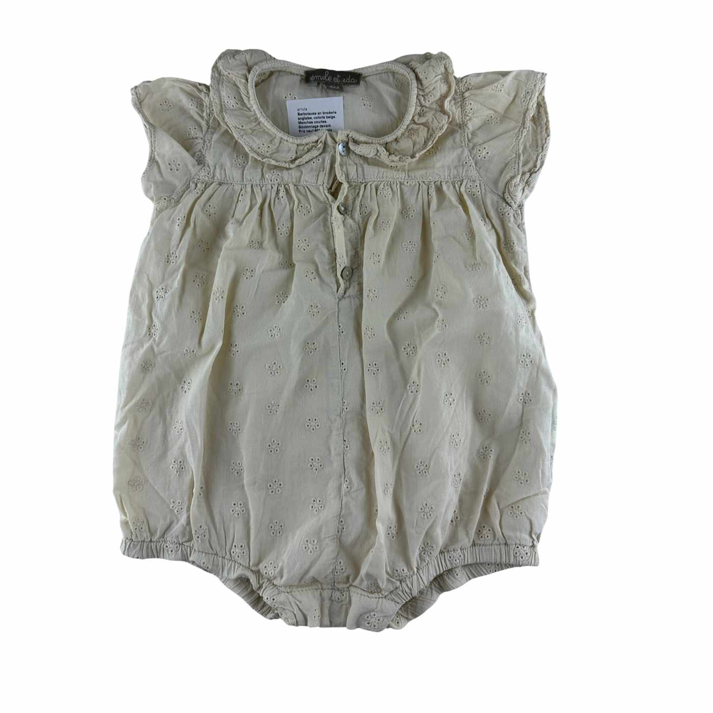 Emile et Ida - Barboteuse en broderie anglaise - taille 6 mois - seconde main