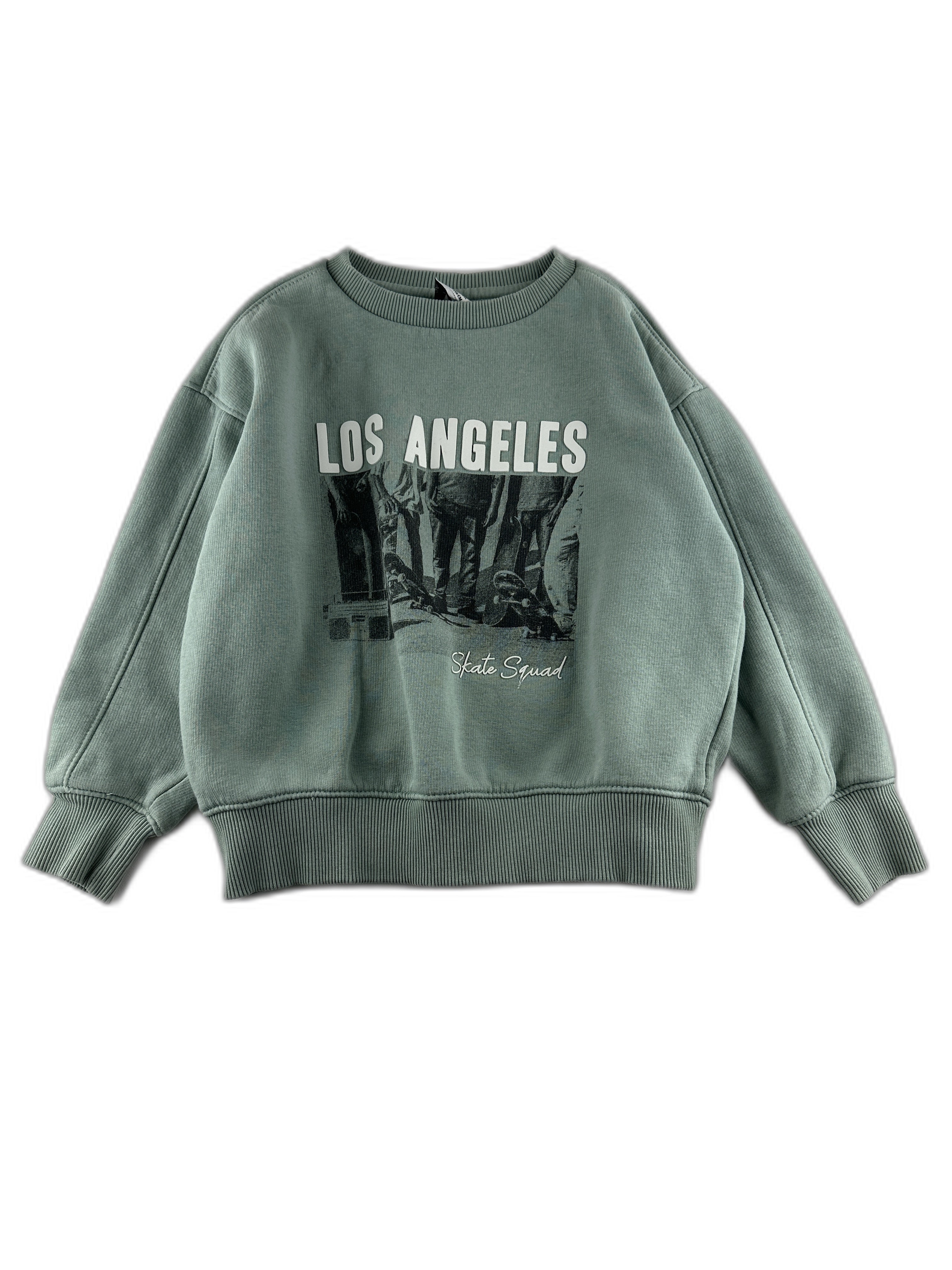 Tape à l'œil - Sweatshirt vert d'eau imprimé graphique los angeles / skate squad - taille 6 ans - seconde main
