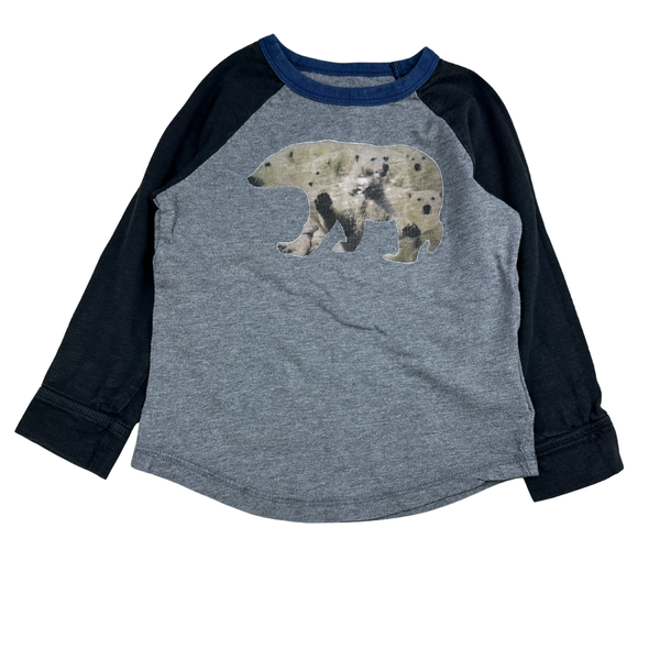 Tee-shirt bi matière imprimé ours, seconde main Gap enfant, 3 ans