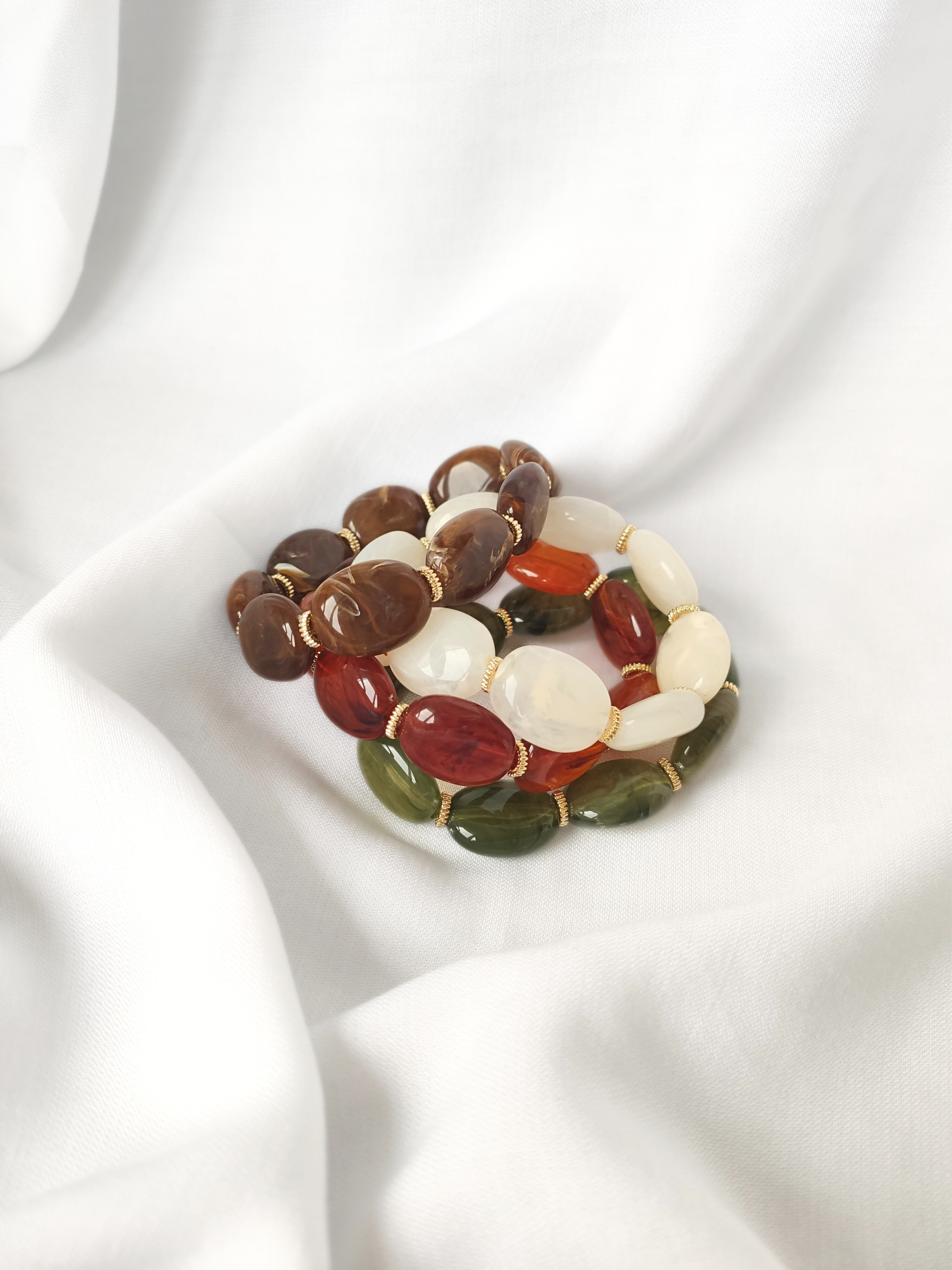 Bracelet JANE: Vert marbré opaque / S/M = 18 cm