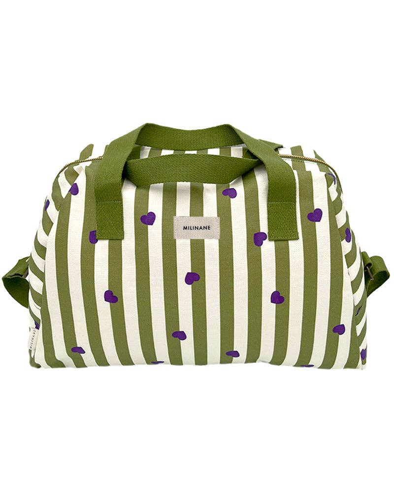 Sac à langer - rayé kaki/ écru
