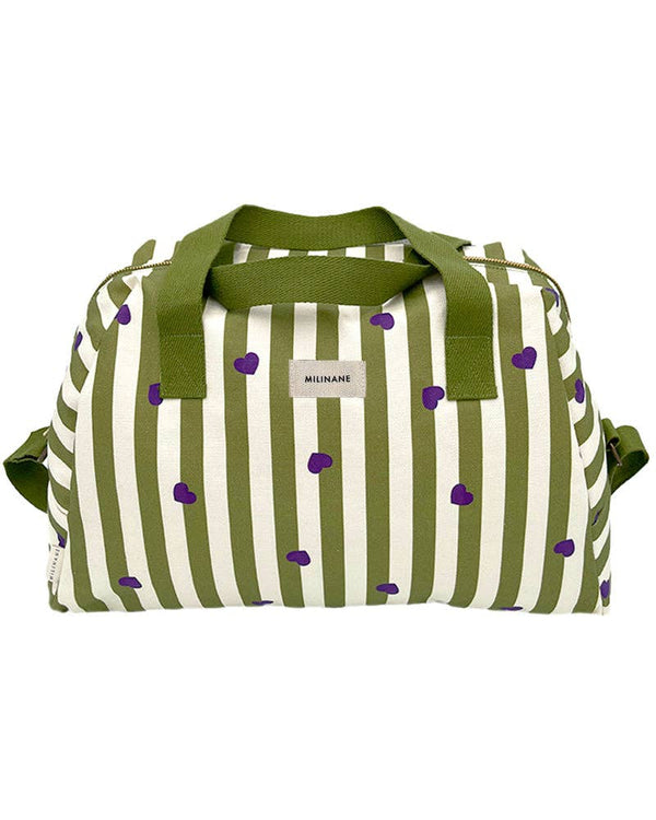 Sac à langer - rayé kaki/ écru