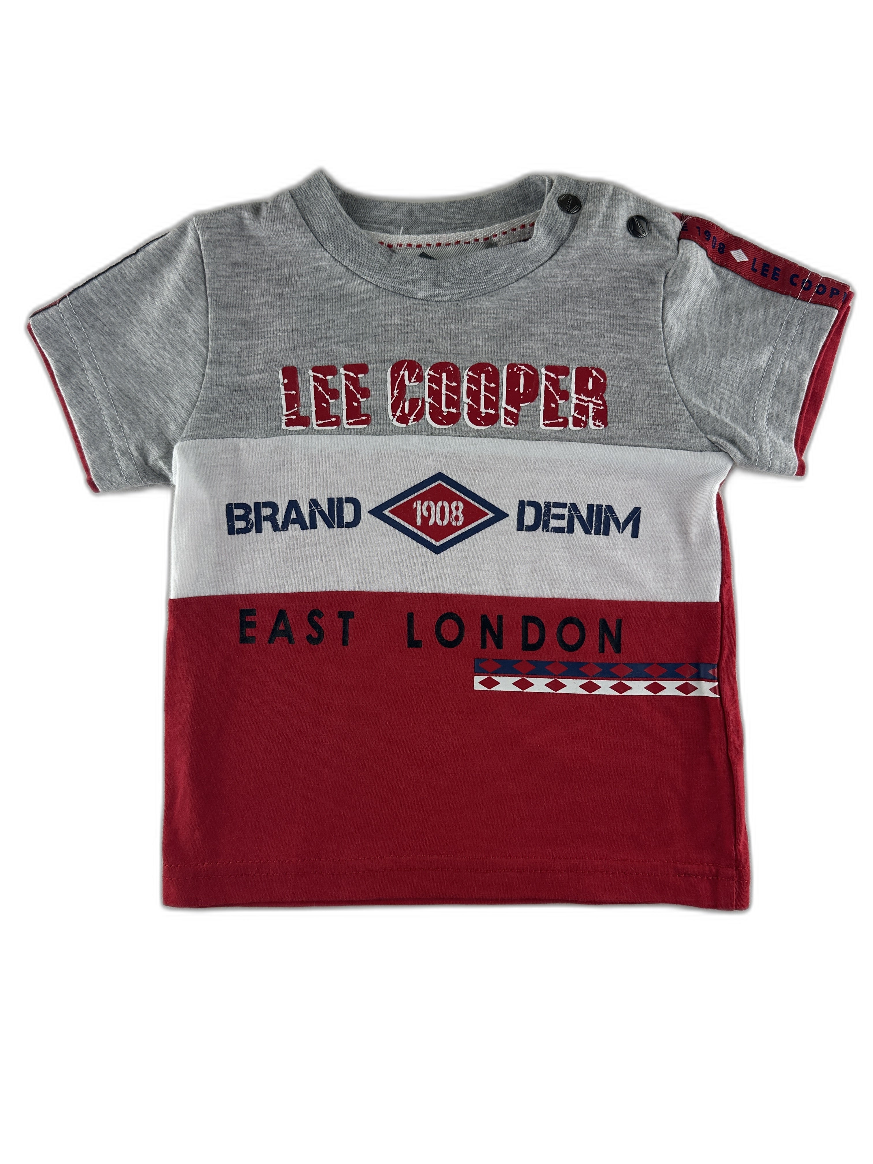 Lee Cooper - T-shirt blanc a color block avec imprimé texte - taille 3 mois - seconde main