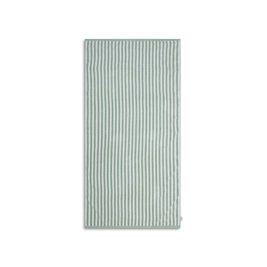 Serviette de plage en coton - Vert - Rayures de station balnéaire - 135 x 65 cm