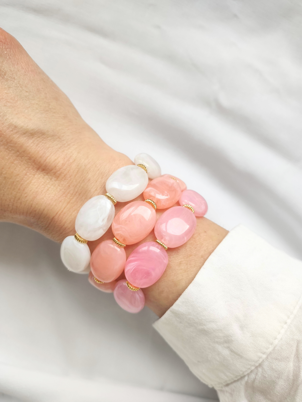 Bracelet JANE: Rose pêche / S/M = 18 cm