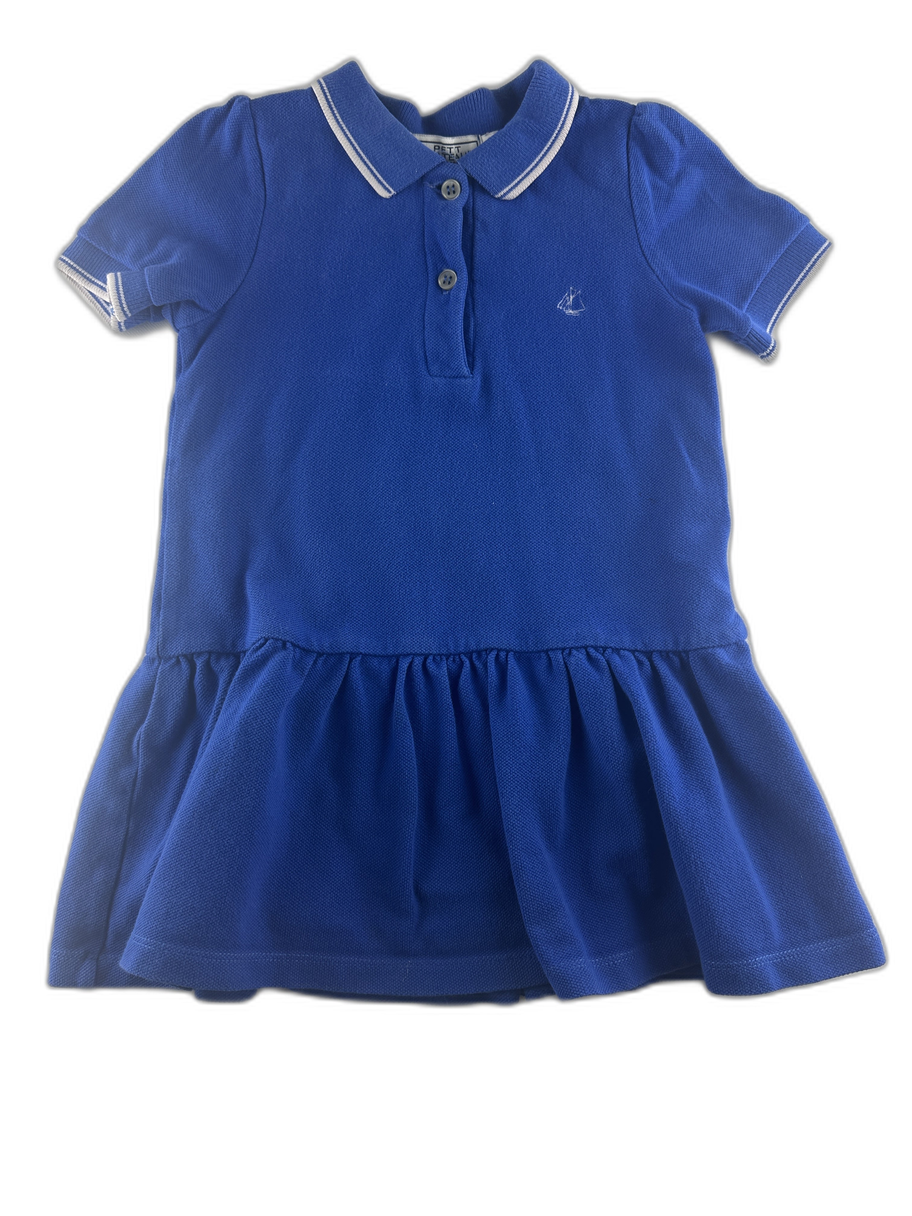 Petit Bateau - Robe polo bleu manches courtes- taille 24 mois - seconde main