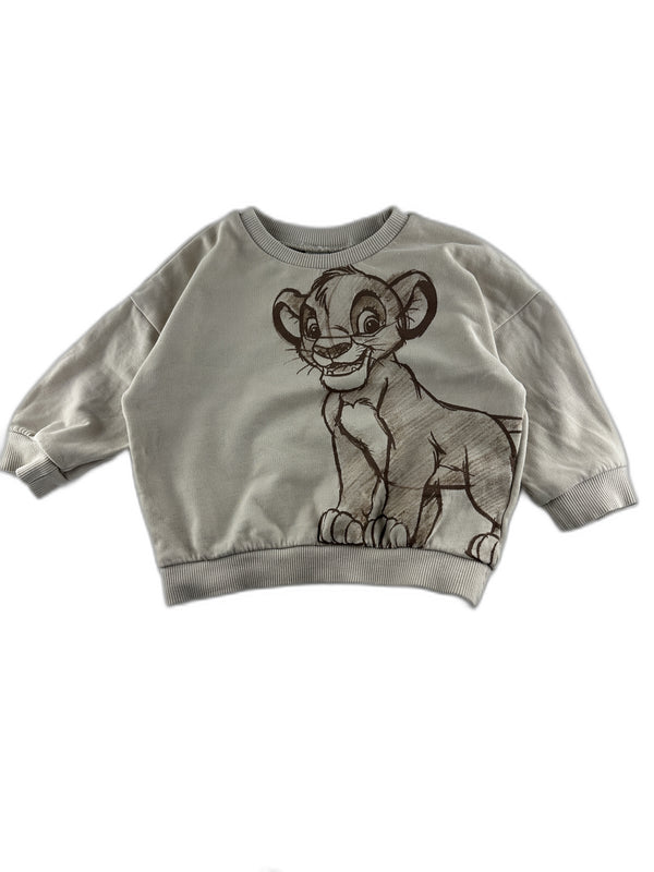 Disney - Sweat-shirt beige imprimé simba - le roi lion - 18 mois - seconde main