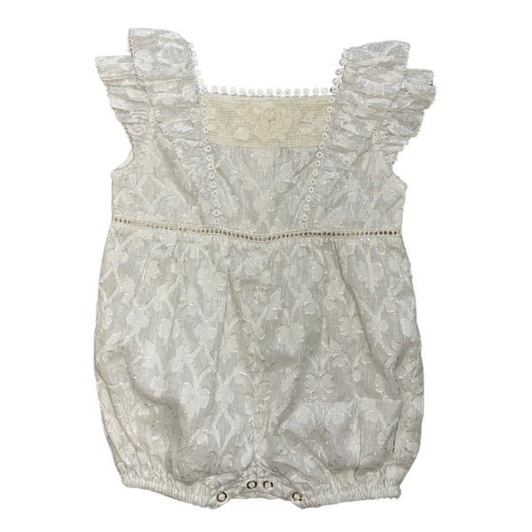 Combinaison short fille brodée de fils lurex de Louise Misha chez Enbouclekids