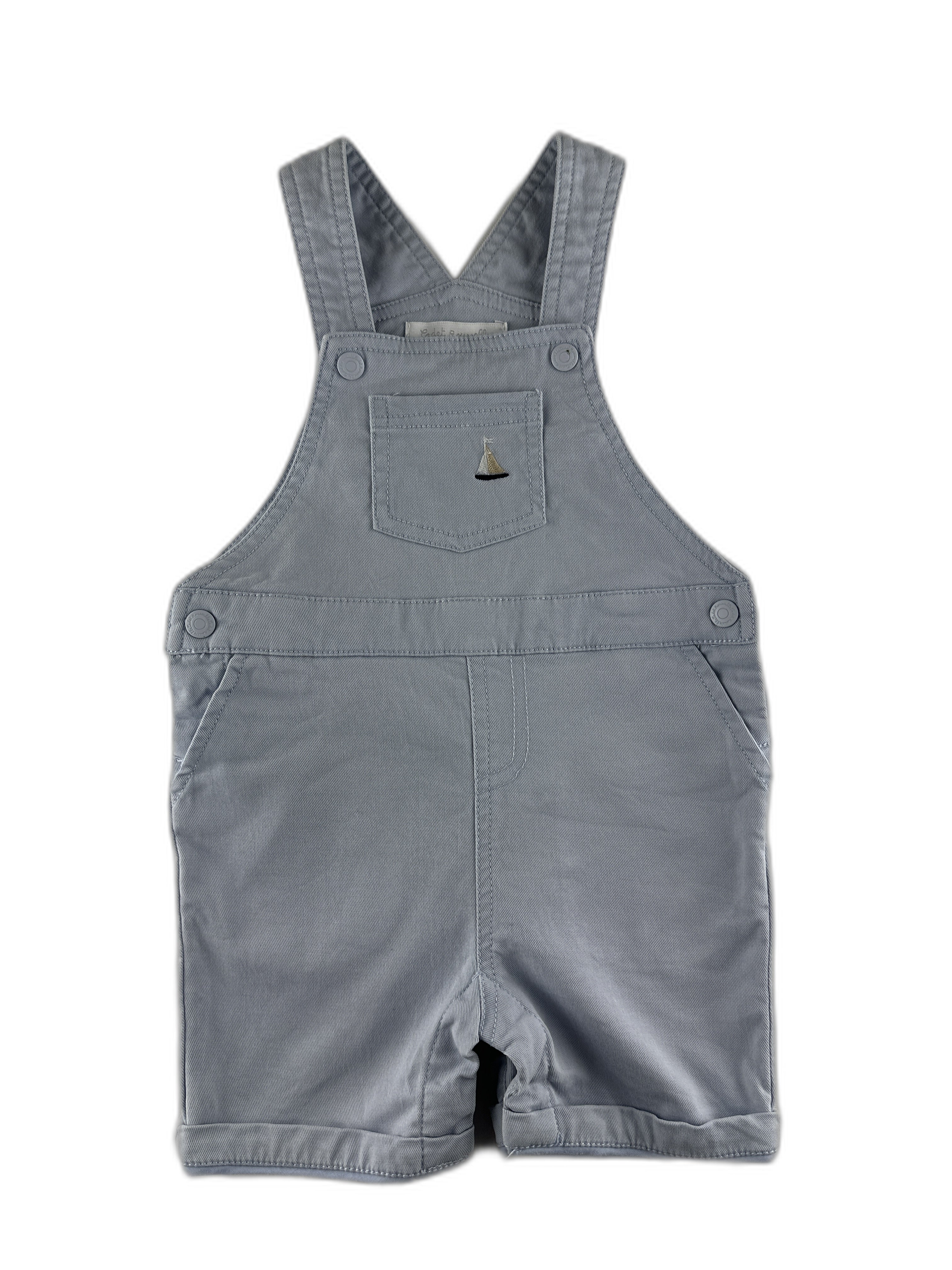 Cadet Rousselle  - Salopette short gris bleuté - taille 12 mois - seconde main