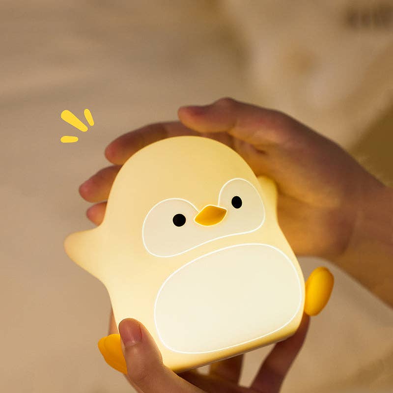 Veilleuse enfant pingouin en silicone – LED rechargeable