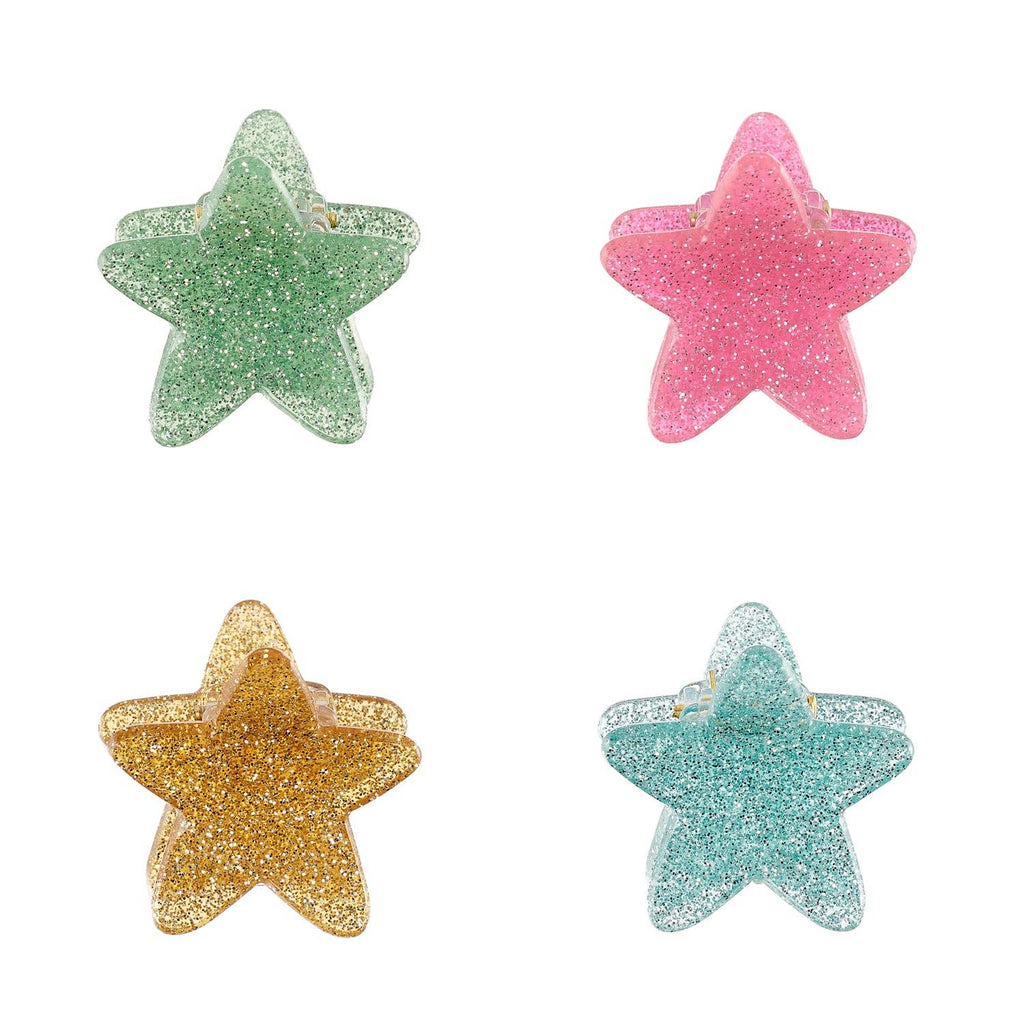 Pack de 4 mini pinces étoiles scintillantes