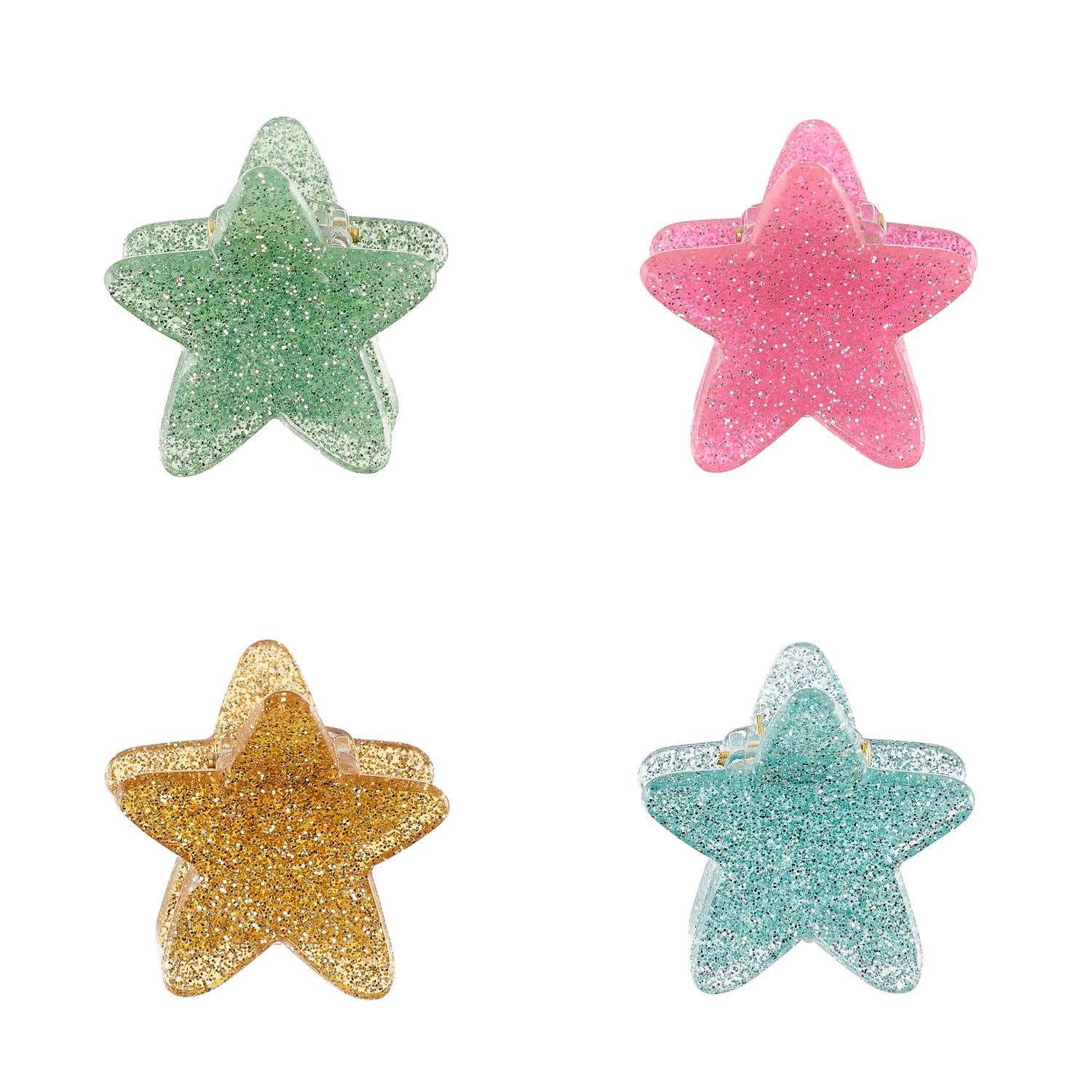 Pack de 4 mini pinces étoiles scintillantes
