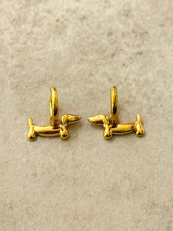 Boucles d'oreilles créoles teckel minimalistes: Gold