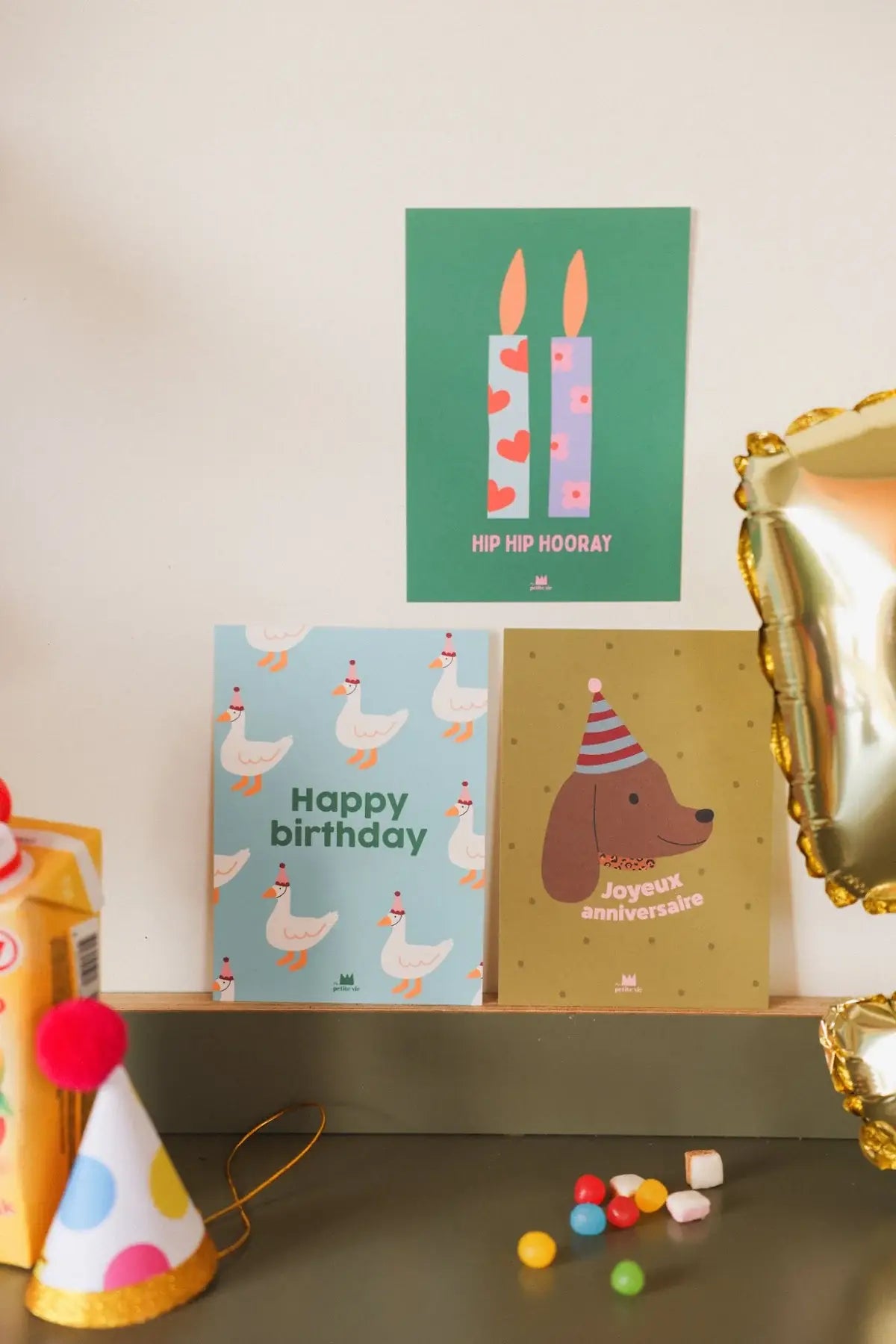 Carte "Anniversaire" - Happy birthday oies  (avec enveloppe)