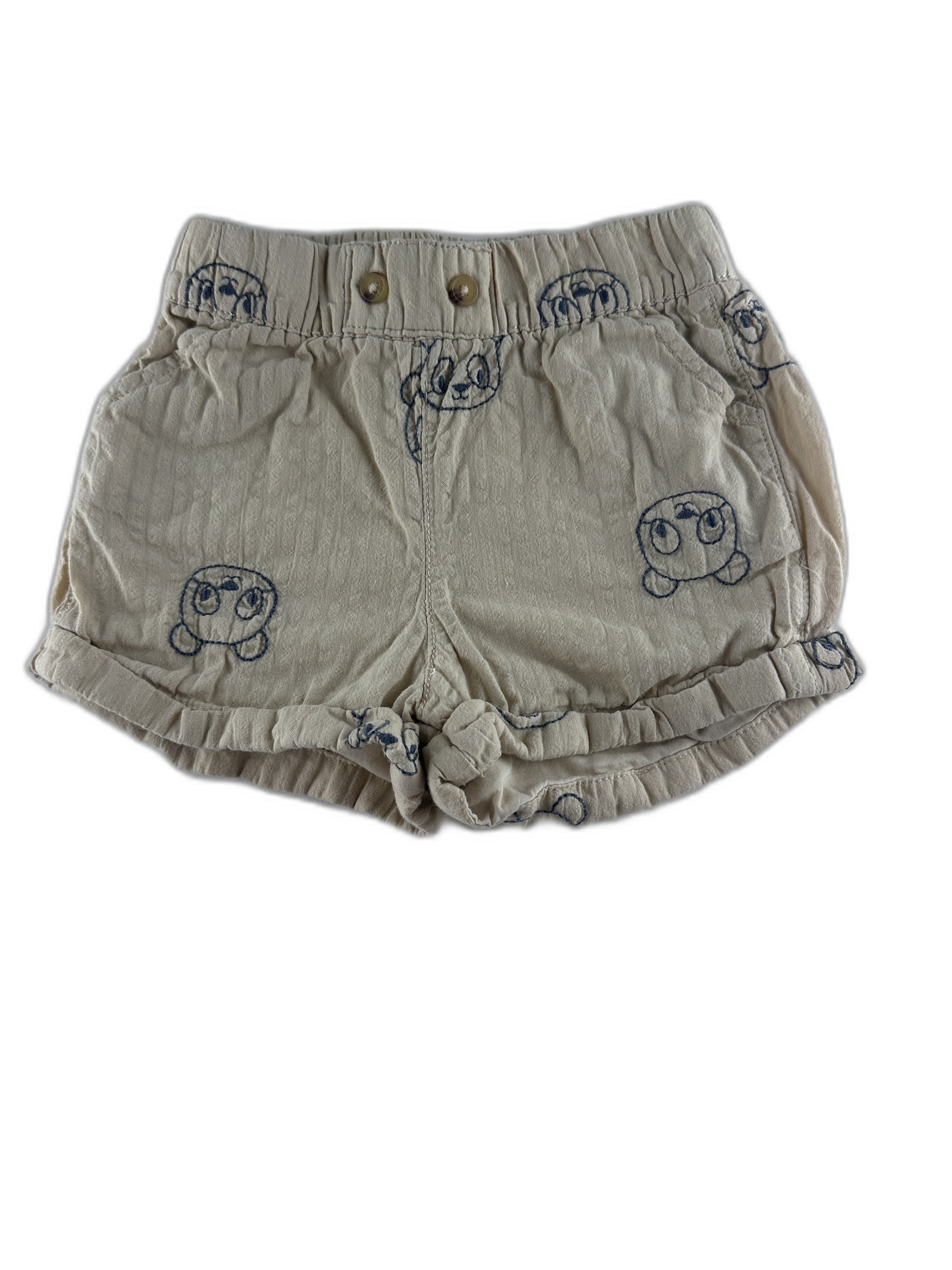 Sergent Major - Short beige imprimé animaux (tortues brodées) - 12 mois - seconde main