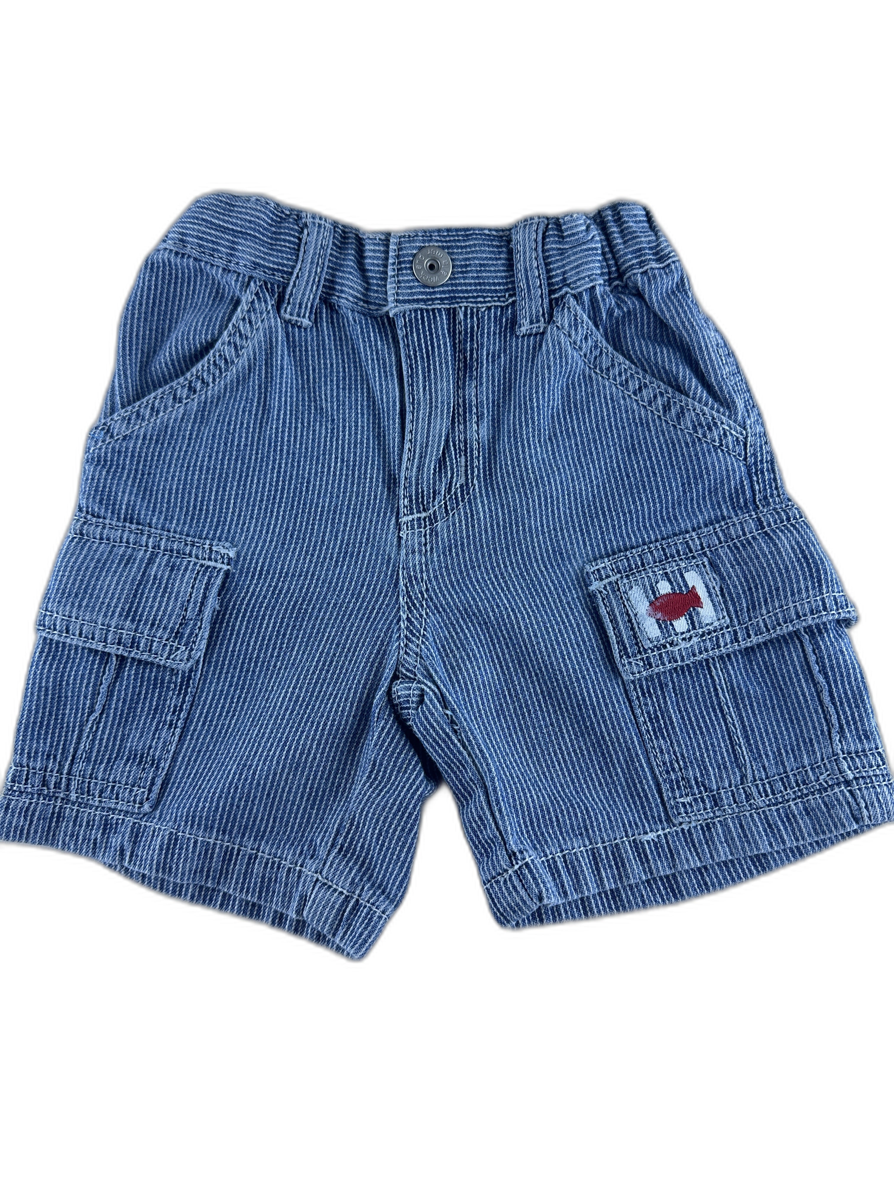Week-end à la mer  - Short cargo bleu à rayures - taille 6 mois - seconde main