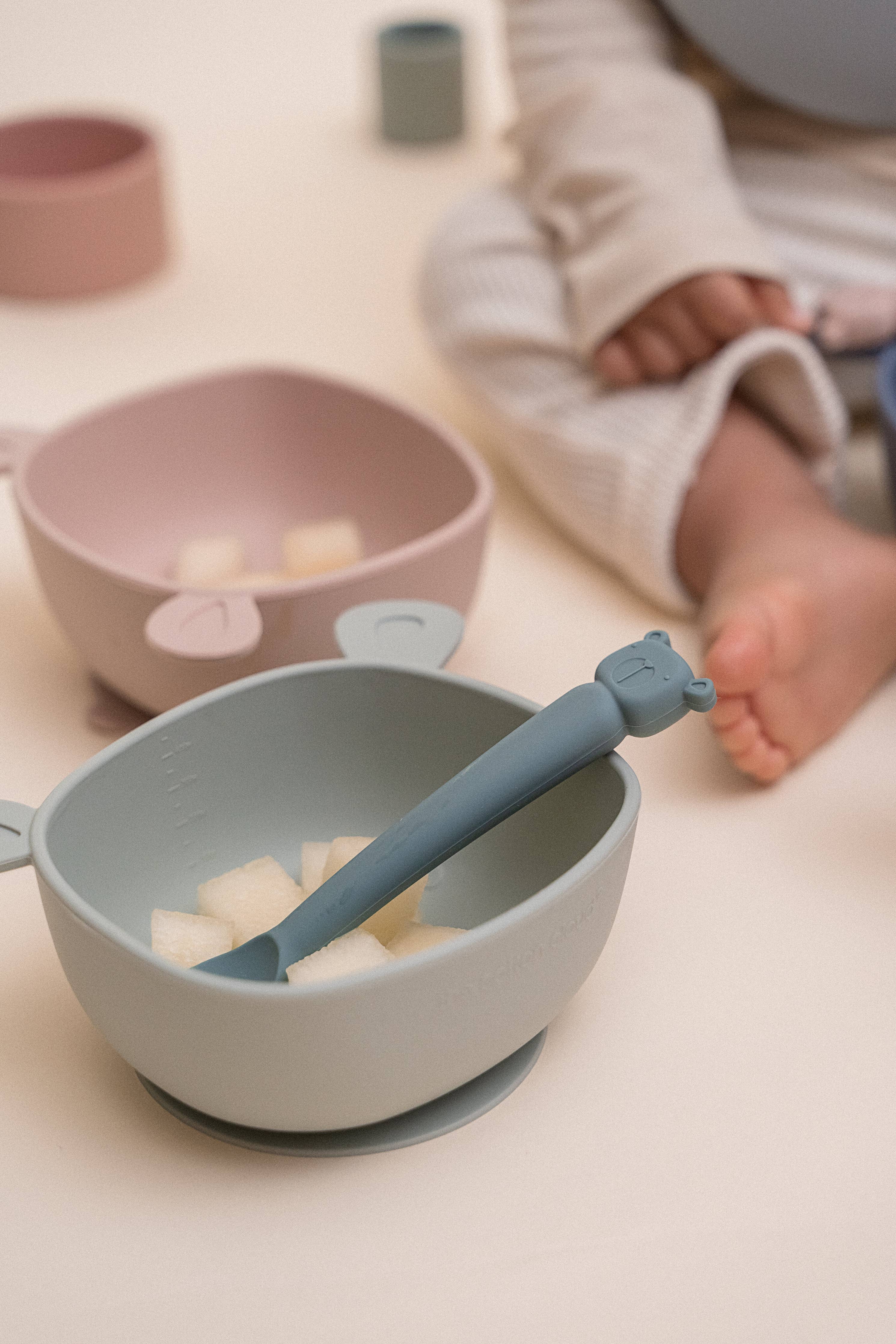 Set de cuillères en silicone: coloris Iceberg/Océan - enfant
