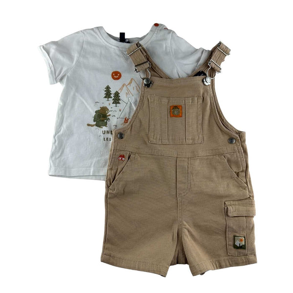 Sergent major - Ensemble tee-shirt et salopette short - 12 mois - seconde main