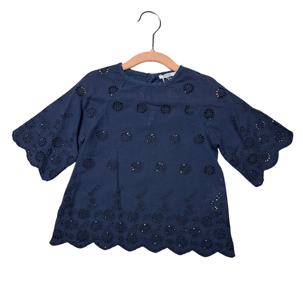 Blouse broderie anglaise marine Bout'chou seconde main fille 36 mois