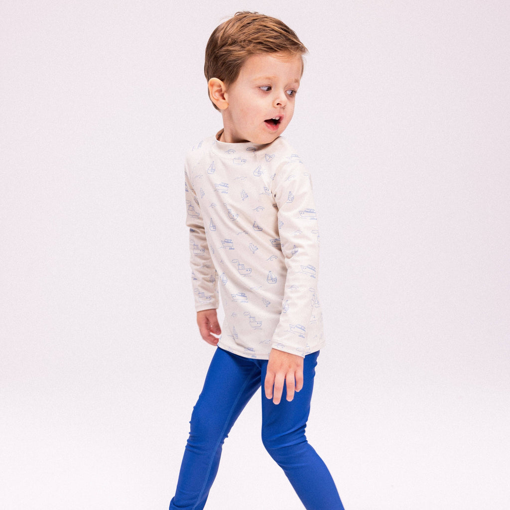 T-shirt anti‑UV de natation à manches longues - beige/bleu - taille: 122/128