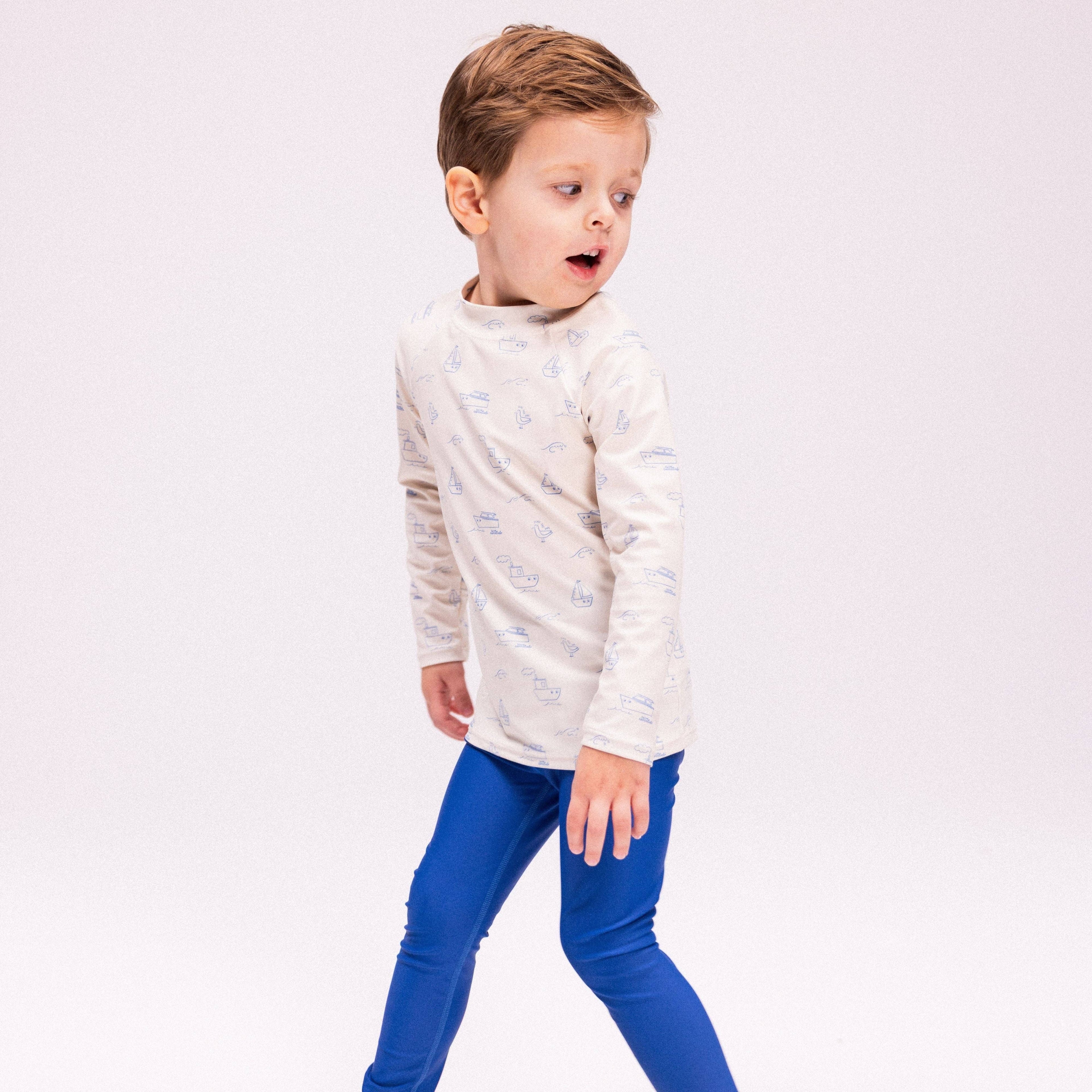 T-shirt anti‑UV de natation à manches longues - beige/bleu - taille: 122/128