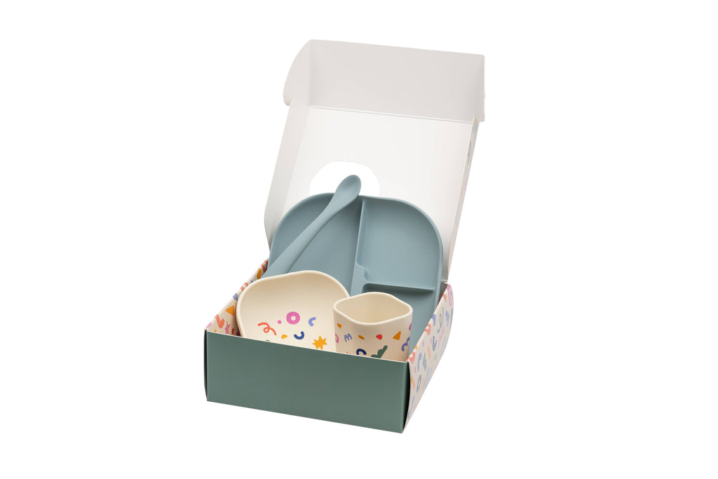 Set de vaisselle en silicone: Confettis Lilas