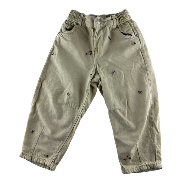 Zara - Pantalon beige brodé - taille 3/4 ans - seconde main