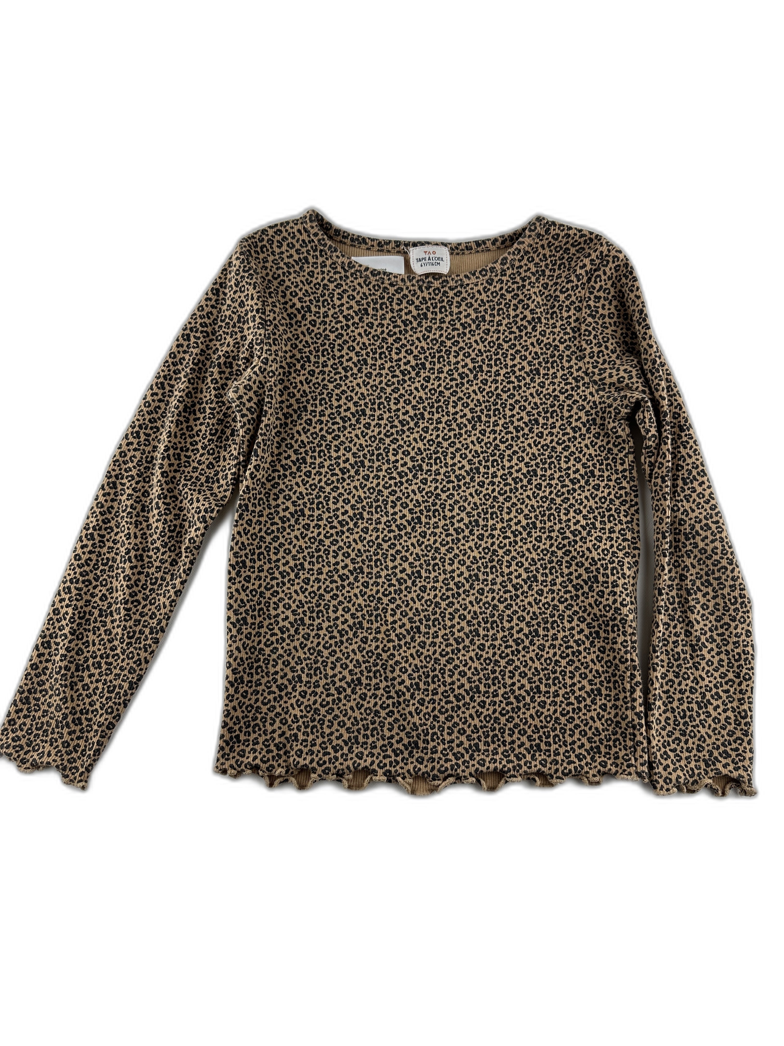 Tape à l'oeil - T-shirt manches longues beige a léopard - taille 6 ans - seconde main