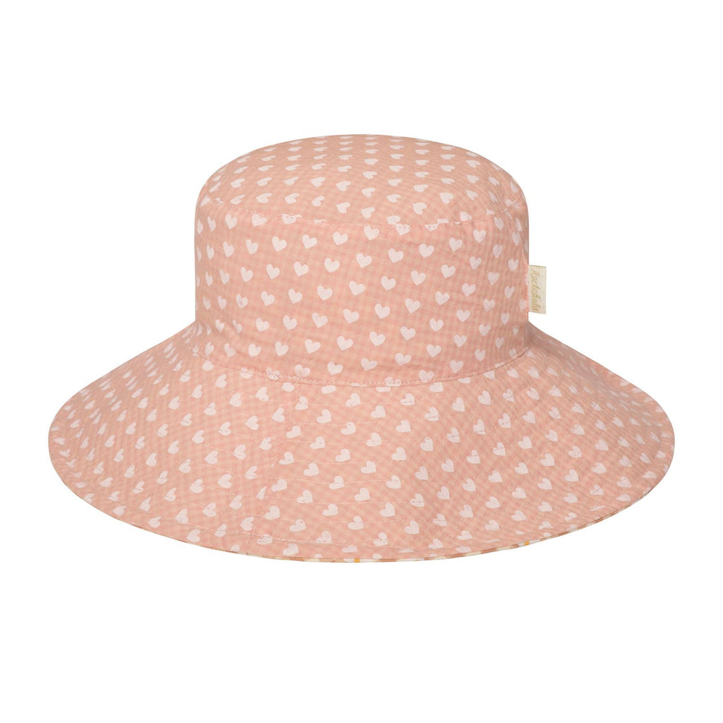 Chapeau de soleil réversible à carreaux vichy et marguerites 3-6 ans