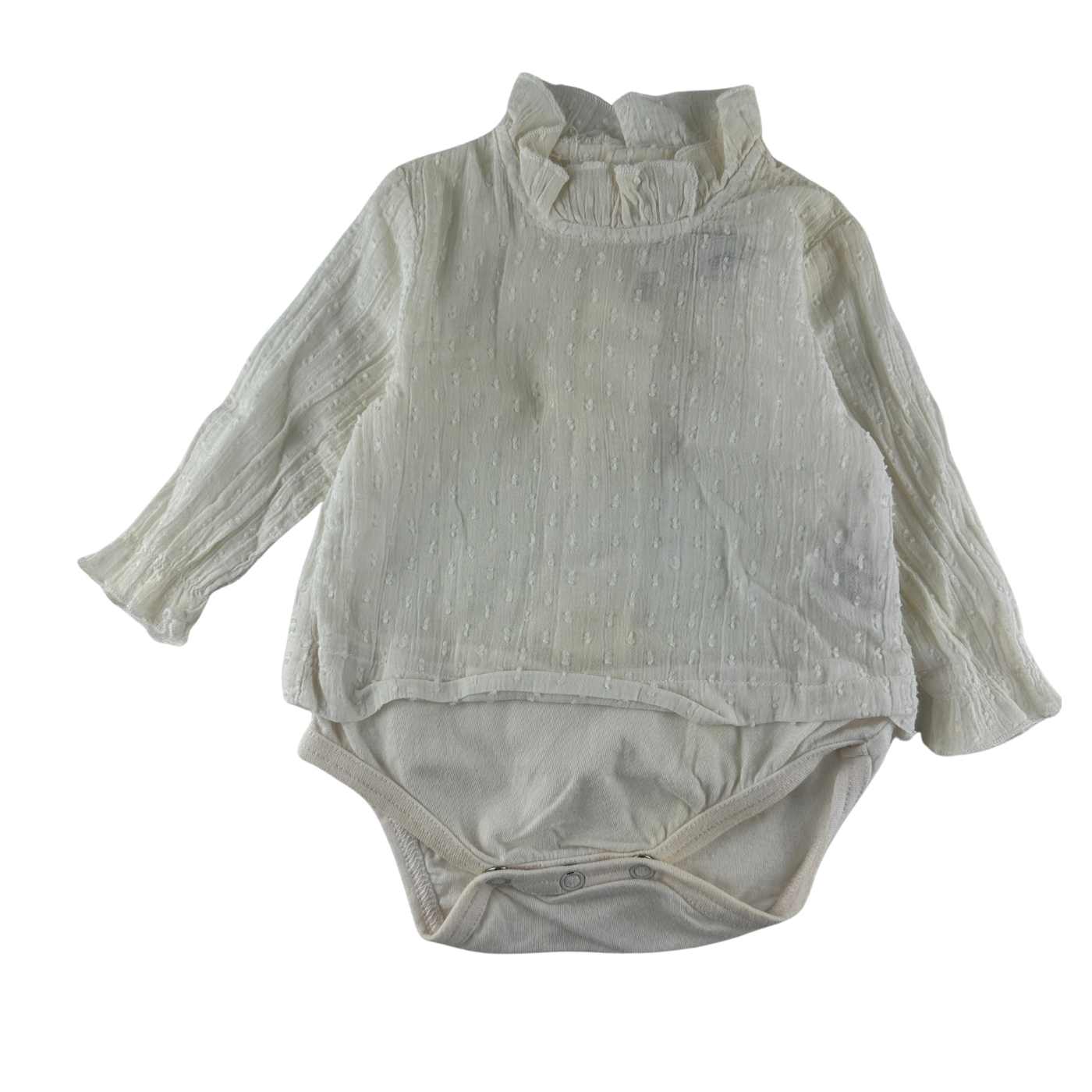 Zara - Body, blouse plumetis manches longues - taille 1-3 mois - seconde main