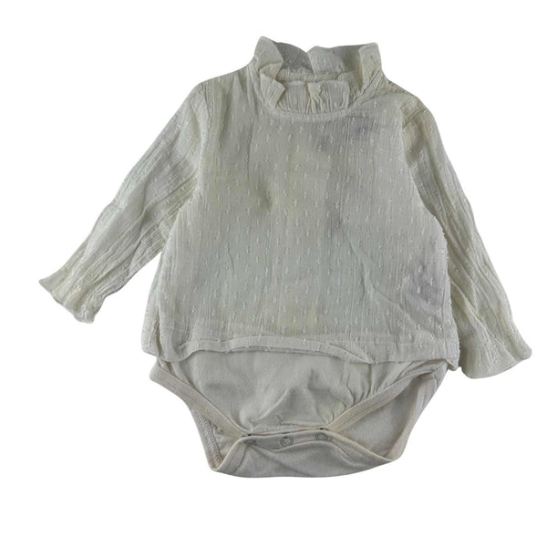 Zara - Body, blouse plumetis manches longues - taille 1-3 mois - seconde main
