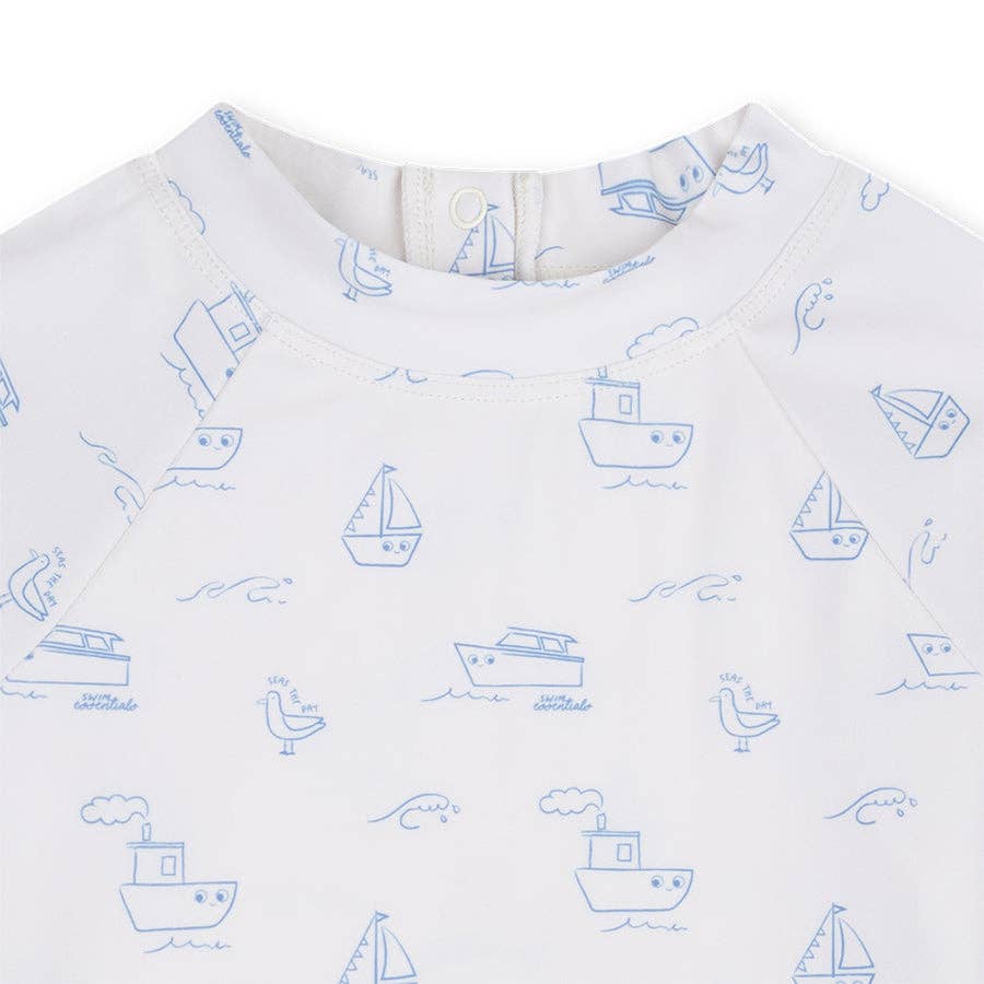 T-shirt anti‑UV de natation à manches longues - beige/bleu - taille: 122/128
