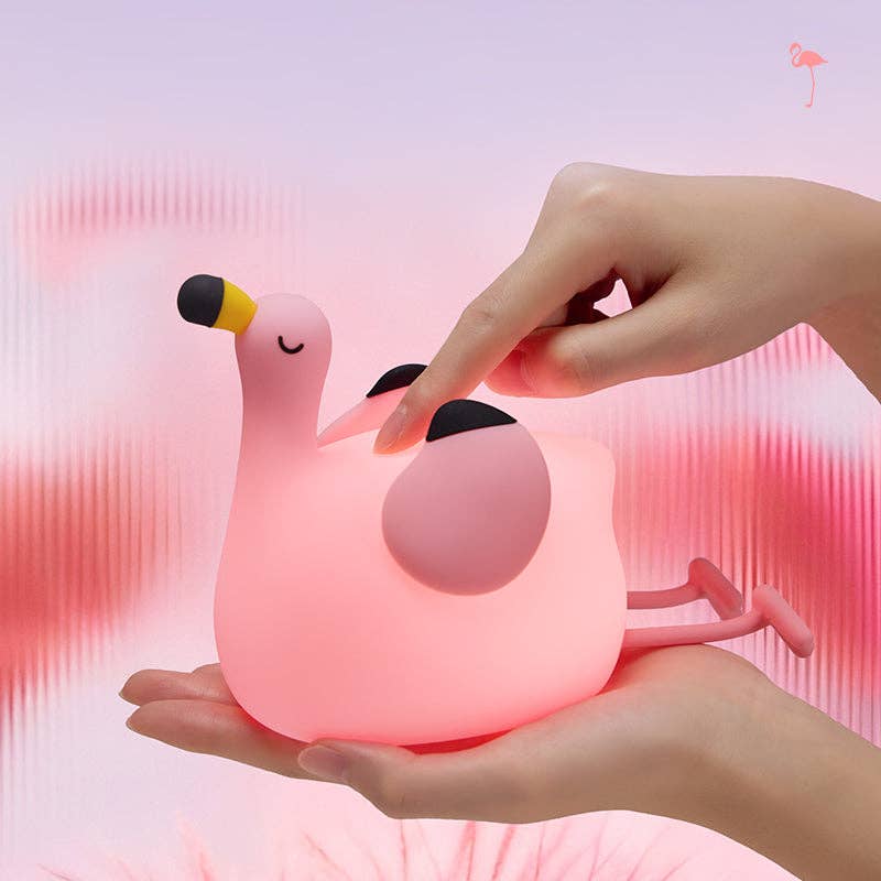 Veilleuse enfant flamant rose en silicone – LED rechargeable