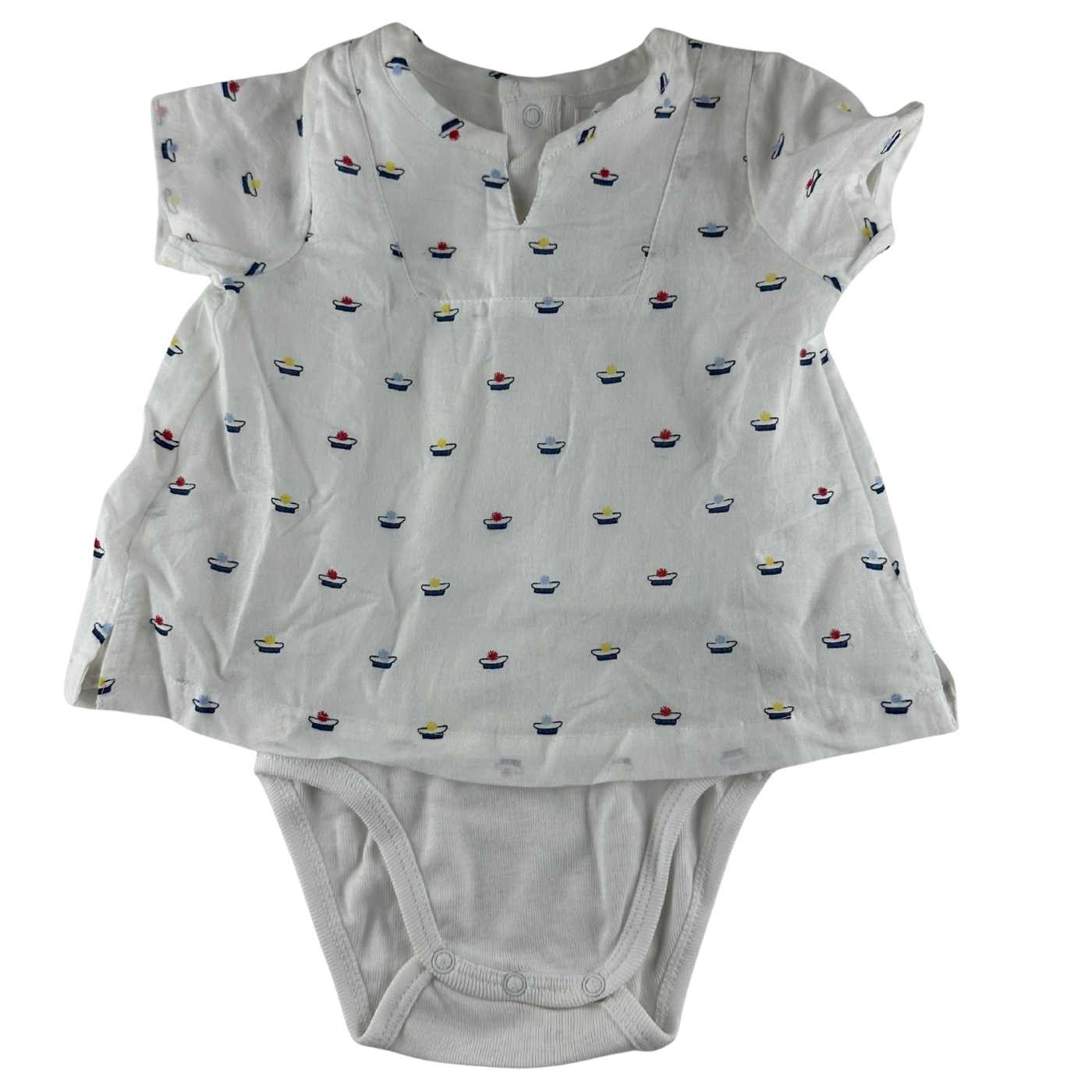 Bout'chou - Body 2 en 1 blanc imprimé, manches courtes - taille 3 mois - seconde main