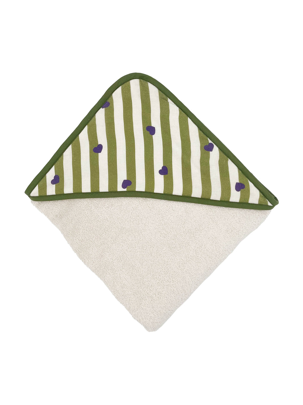 Cape de bain bébé « TEA » à motifs rayures et cœurs