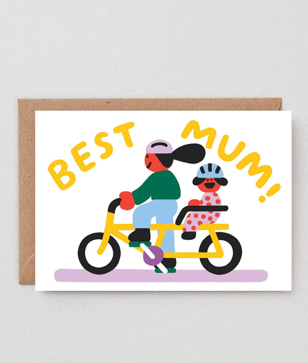Meilleure carte de vœux de balade à vélo pour maman
