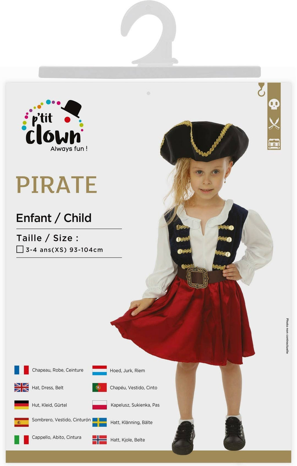 Costume Pirate - Bleu - Enfant Fille - 3/4 Ans